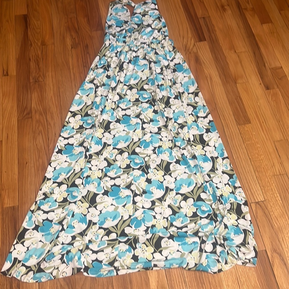 Floral maxi sun dress blue
